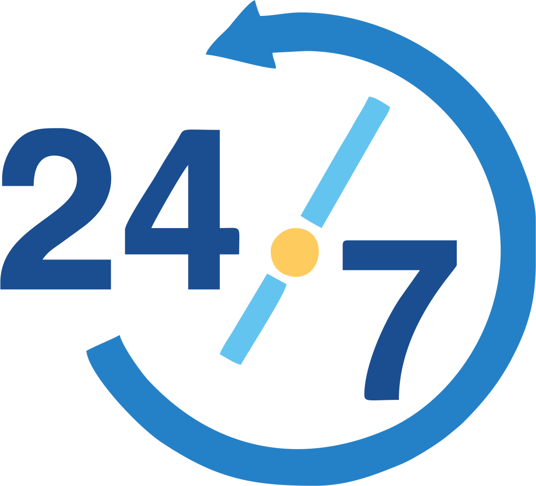 Icon der viser, at vi holder åbent 24 timer i døgnet alle ugens dage