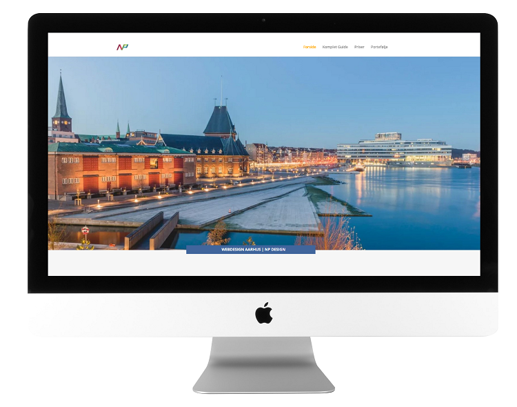 Mockup foto af denne hjemmeside vist på en iMac